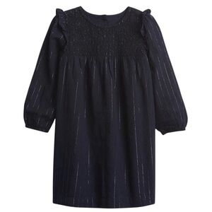 Baby GAP Girl’s Blue Silver Dress Smocked Front Detail Size 3T
